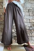 Frame Cotton Shirring Waist Wide Leg Pant Chocolate